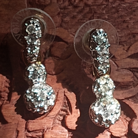 Swarovski Swan Emma Y Drop Gold Plated Crystal Necklace, Dangle  Earrings Vtg - Picture 9 of 12